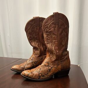 Tony Lama 22716 Size 8.5D Exotic Python Snakeskin Western Boots